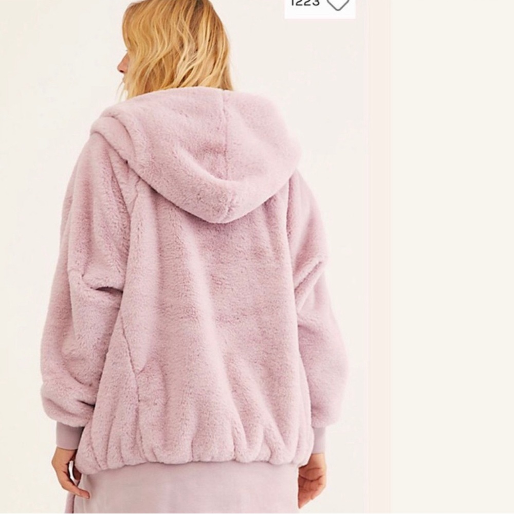 Free People Lilac Turn Up Faux Fur Hoodie